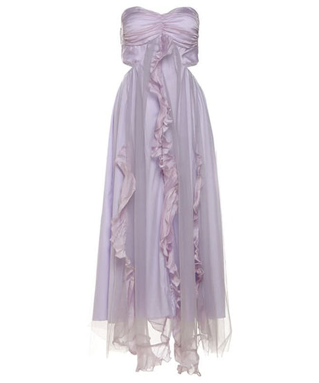 Enchanting Lavender Ruffle Midi Dress - Holiday Party & Winter Gala Ready