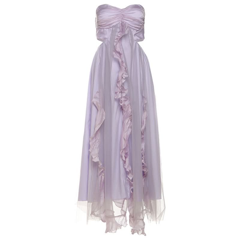 Enchanting Lavender Ruffle Midi Dress - Holiday Party & Winter Gala Ready