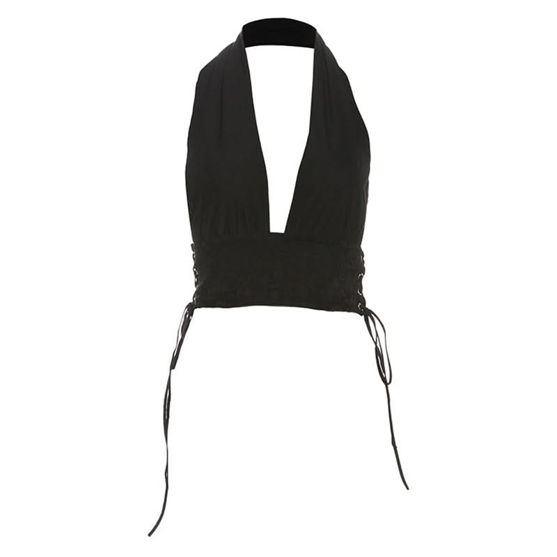 Sultry Black Lace Halter Crop Top – Your Perfect Pick for Fall Nights & Party Season