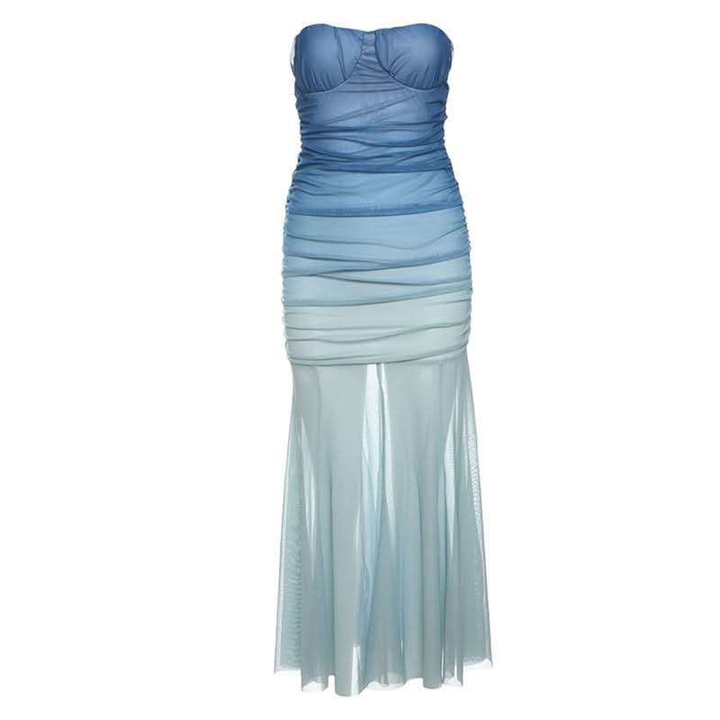 Stunning Ombré Mesh Tube Midi Dress - Fall Party & Holiday Glam