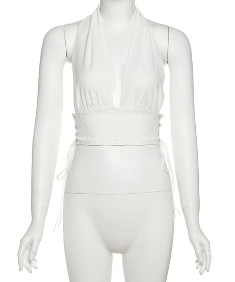 Sultry Black Lace Halter Crop Top – Your Perfect Pick for Fall Nights & Party Season