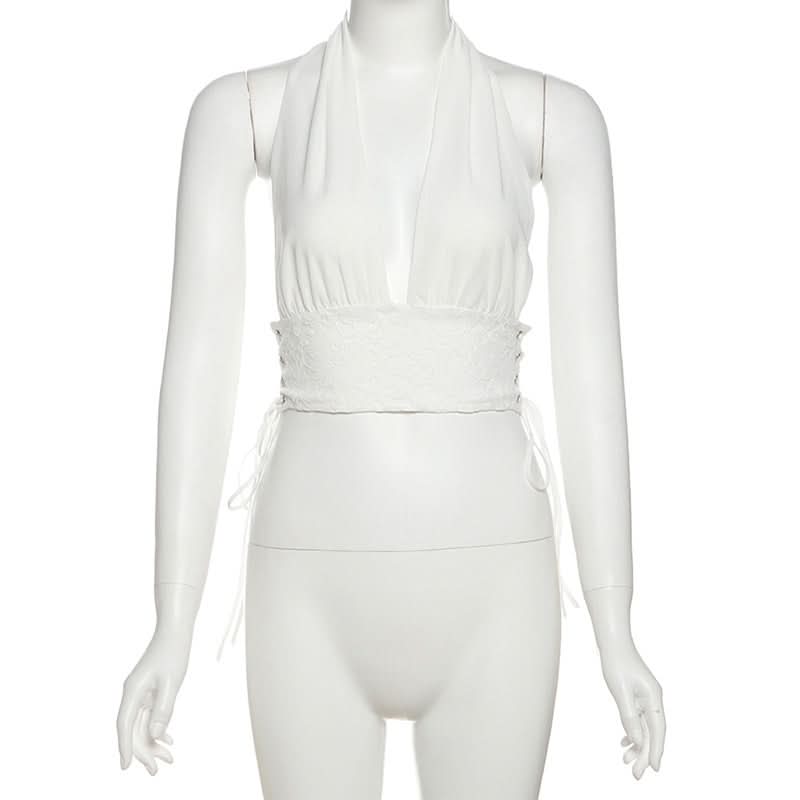 Sultry Black Lace Halter Crop Top – Your Perfect Pick for Fall Nights & Party Season