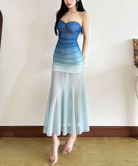 Stunning Ombré Mesh Tube Midi Dress - Fall Party & Holiday Glam