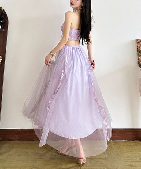 Enchanting Lavender Ruffle Midi Dress - Holiday Party & Winter Gala Ready