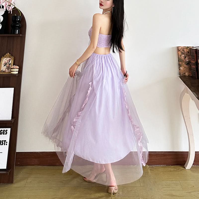 Enchanting Lavender Ruffle Midi Dress - Holiday Party & Winter Gala Ready