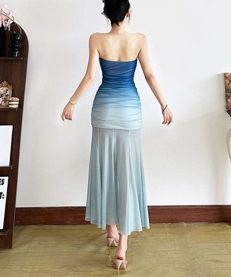 Stunning Ombré Mesh Tube Midi Dress - Fall Party & Holiday Glam