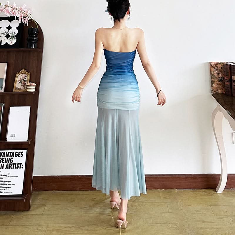 Stunning Ombré Mesh Tube Midi Dress - Fall Party & Holiday Glam