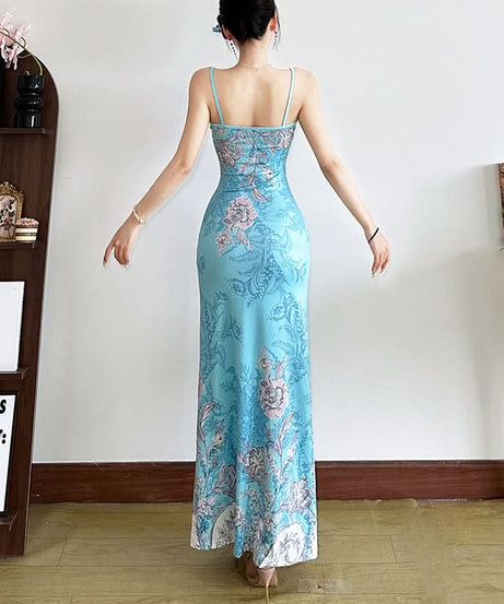 Effortless Chic Sky Blue Floral Maxi Dress - Your Dreamy Fall Getaway Essential