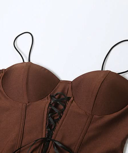 Effortless Fall Chic: Two-Tone Corset Bodice Maxi Dress – Olive & Brown