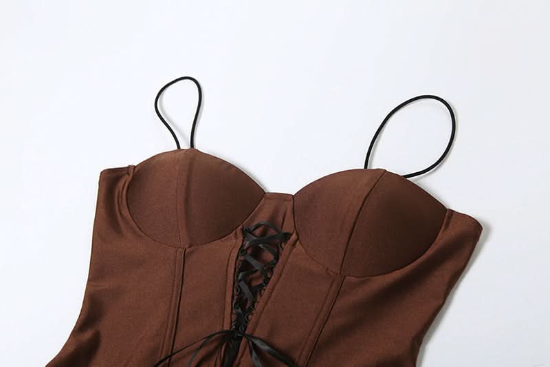 Effortless Fall Chic: Two-Tone Corset Bodice Maxi Dress – Olive & Brown