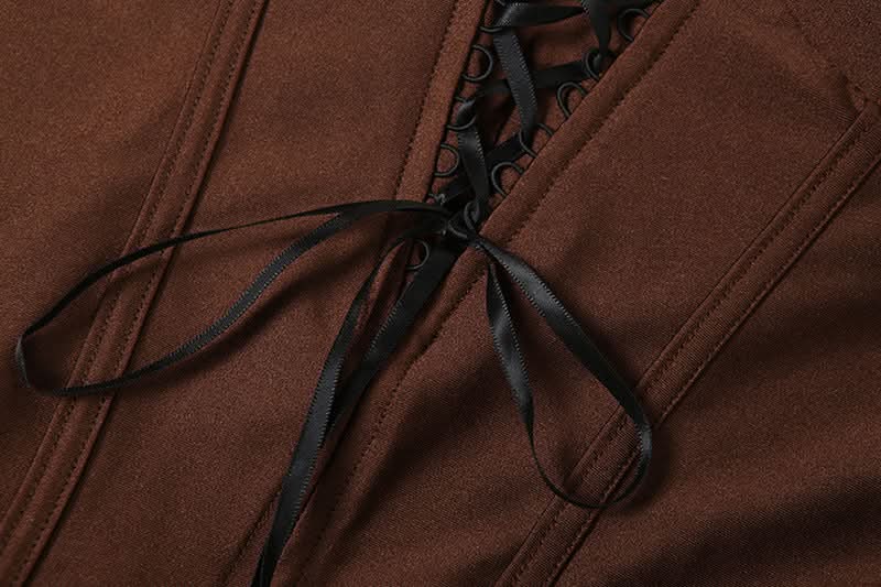 Effortless Fall Chic: Two-Tone Corset Bodice Maxi Dress – Olive & Brown