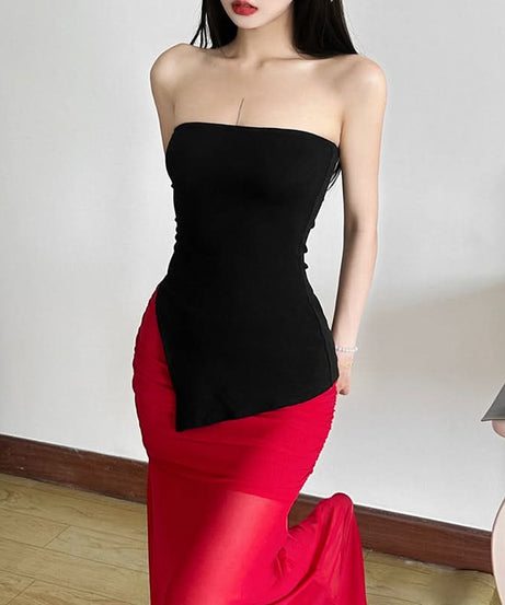 Elevate Your Fall Style: Chic Asymmetrical Backless Tube Top