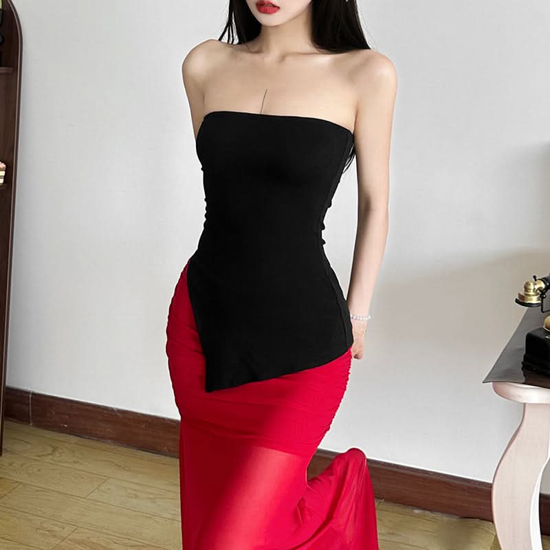 Elevate Your Fall Style: Chic Asymmetrical Backless Tube Top