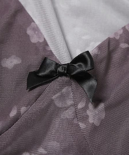 Coquette Floral Mesh Crop Top with Bow - Sheer Y2K Style for Fall