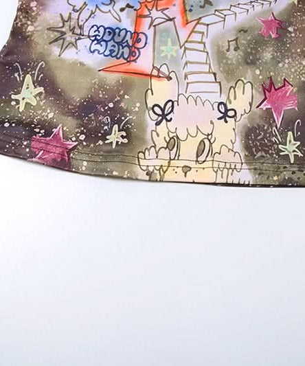 HAHAAH! Spooky-Chic Asymmetrical Graphic Tank Top - Fall Street Style Tie-Up