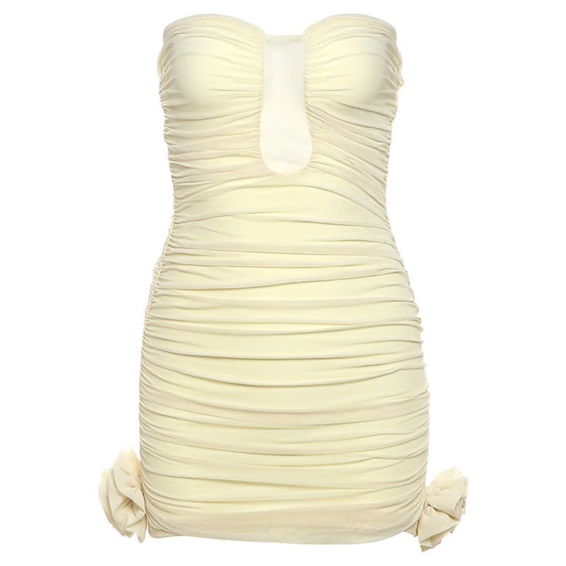 Effortless Glamour: Ruched Keyhole Bodycon Mini Dress for Fall Evenings & Holiday Parties