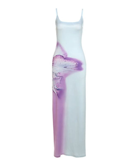 Vibrant Floral Ombre Maxi Dress - Effortless Chic Spaghetti Strap Gown for Resort & Fall Getaways