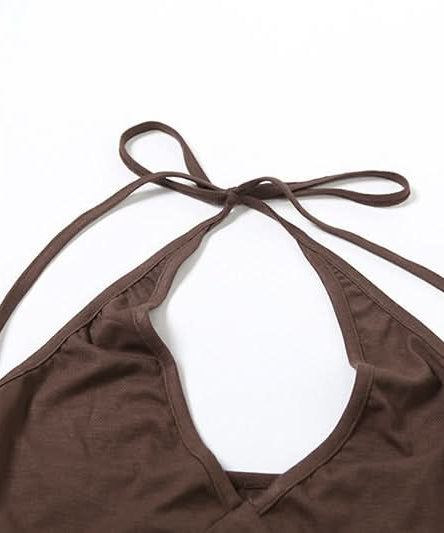 Boho Chic Embellished Halter Top | Fall V-Neck Knit with Coin Details