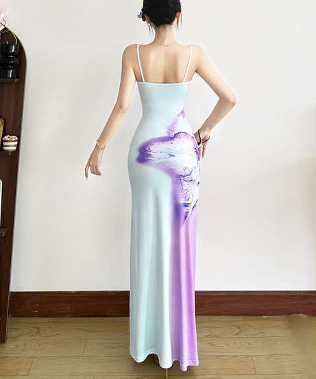 Vibrant Floral Ombre Maxi Dress - Effortless Chic Spaghetti Strap Gown for Resort & Fall Getaways