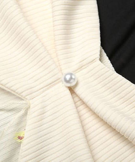 Autumn Bloom Fairycore Ribbed Knit Two-Piece Set - Sheer Mesh Tube Top & Mini Skirt