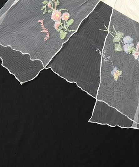 Autumn Bloom Fairycore Ribbed Knit Two-Piece Set - Sheer Mesh Tube Top & Mini Skirt