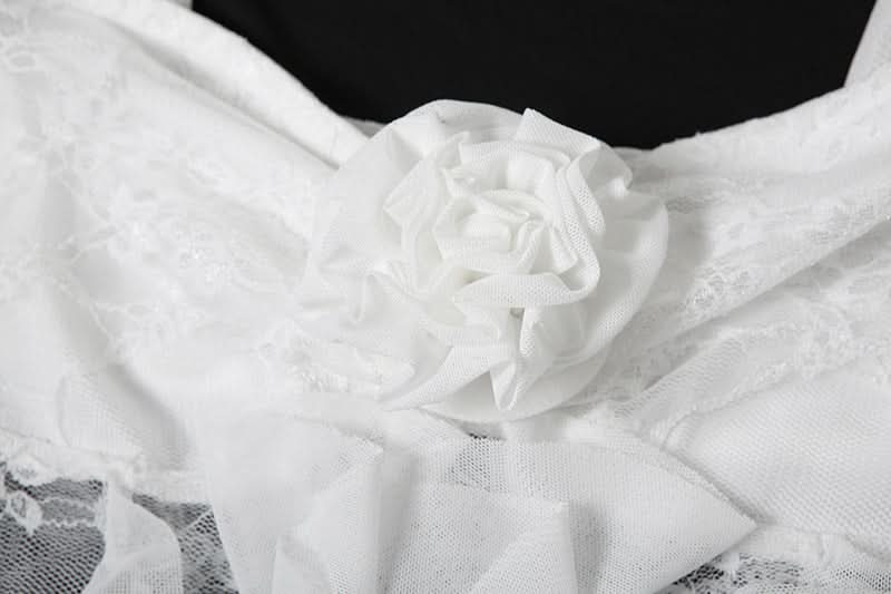 Dreamy Ruffle Lace High-Low Tunic Top - Ethereal Floral Appliqué for Fall Style