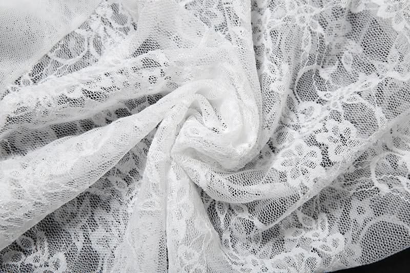 Dreamy Ruffle Lace High-Low Tunic Top - Ethereal Floral Appliqué for Fall Style