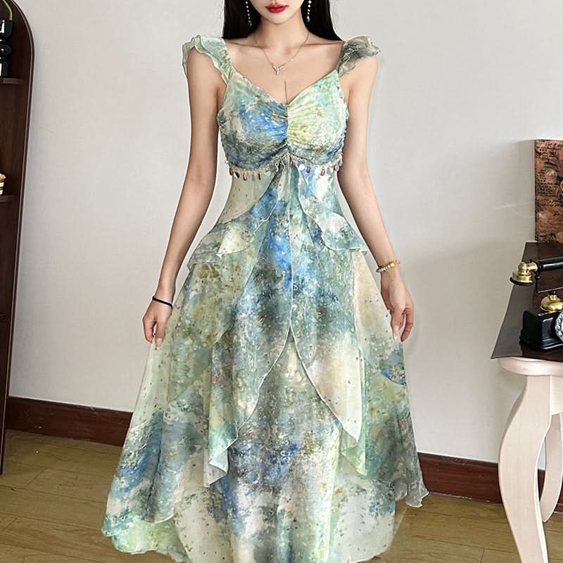 Artistic Oasis Flowy Midi Dress - Your Chic Escape & Resort Wear Essential