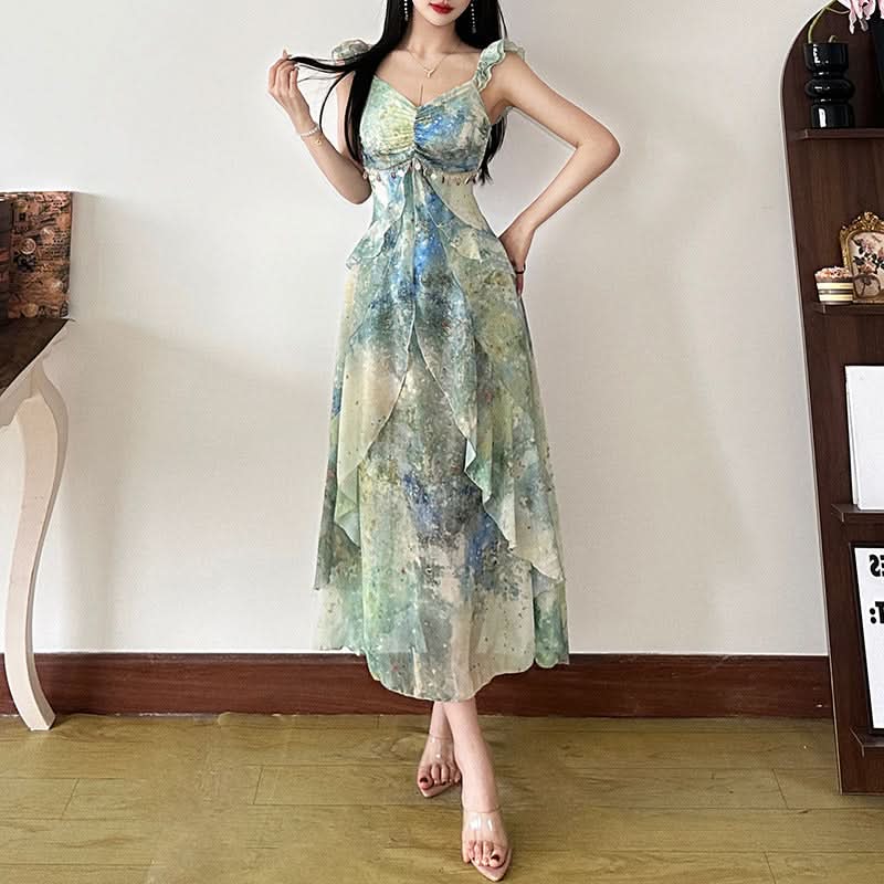 Artistic Oasis Flowy Midi Dress - Your Chic Escape & Resort Wear Essential