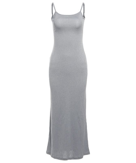 Effortless Chic Black U-Neck Bodycon Cami Maxi Dress - Sleek Backless Style for Fall & Holiday