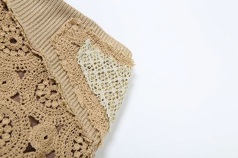 Boho Chic Asymmetrical Crochet Knit Mini Skirt - Fall Festival Grunge Style