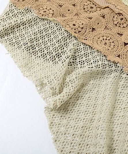 Boho Chic Asymmetrical Crochet Knit Mini Skirt - Fall Festival Grunge Style