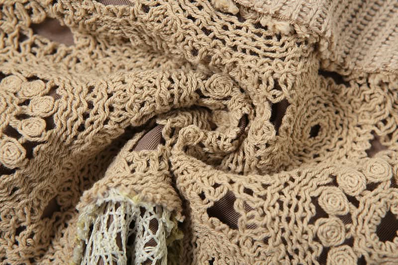 Boho Chic Asymmetrical Crochet Knit Mini Skirt - Fall Festival Grunge Style