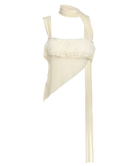 Effortless Edge: Asymmetrical Ruched Halter Cutout Top | Fall Getaway & Statement Style