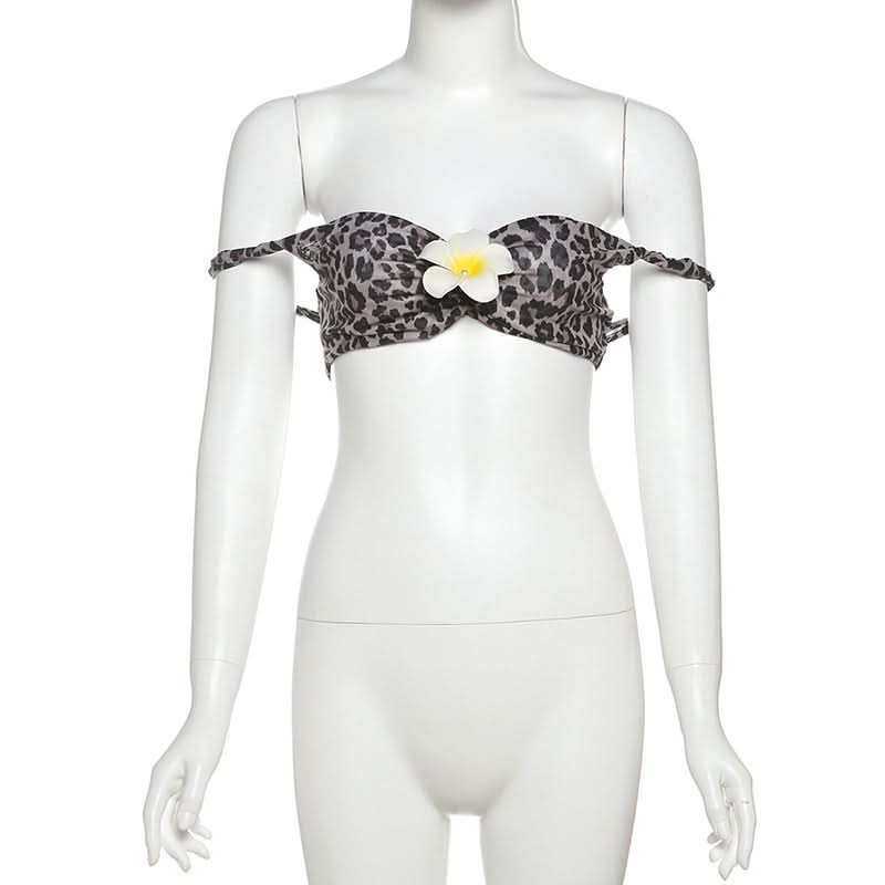 Chic Wild Bloom Leopard Print Strapless Bandeau Bikini Top – Your Fall & Winter Getaway Essential