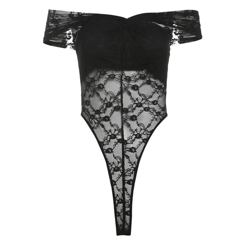 Sultry Chic Black Lace Off-Shoulder Bodysuit - Fall & Holiday Party Perfect