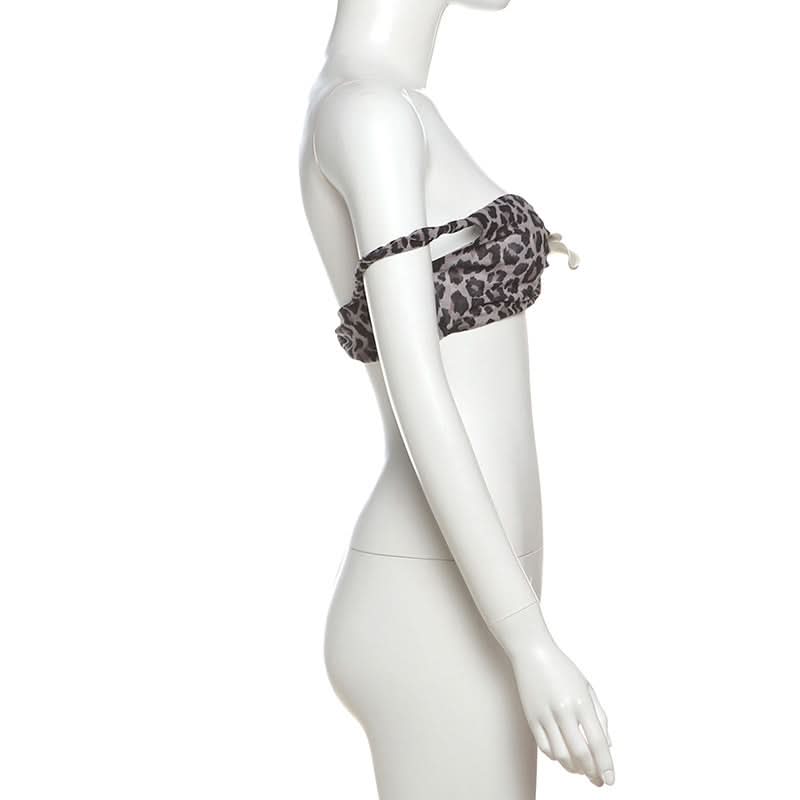 Chic Wild Bloom Leopard Print Strapless Bandeau Bikini Top – Your Fall & Winter Getaway Essential