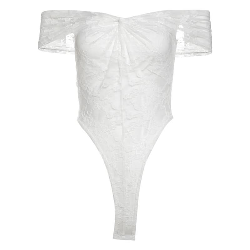 Sultry Chic Black Lace Off-Shoulder Bodysuit - Fall & Holiday Party Perfect