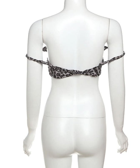 Chic Wild Bloom Leopard Print Strapless Bandeau Bikini Top – Your Fall & Winter Getaway Essential