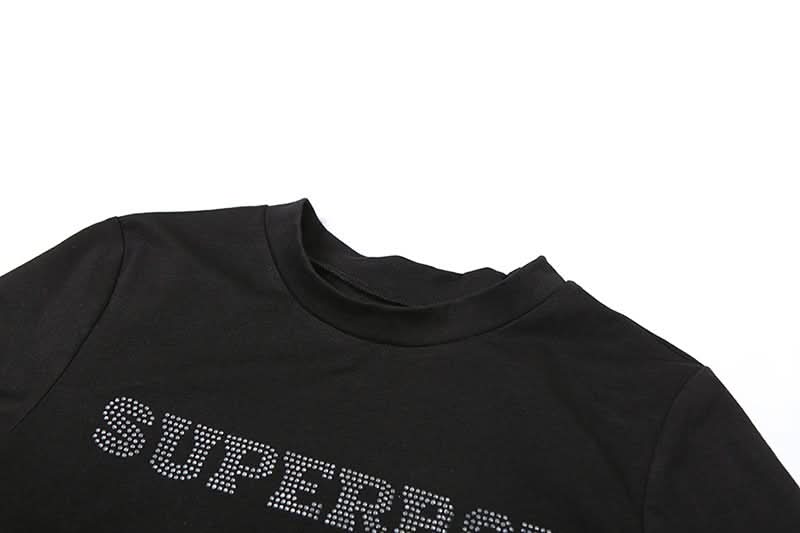 Fall Y2K SUPERBOY 11 Rhinestone Crop Top - Women's Sparkling Gameday Tee