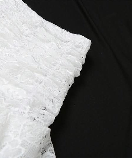 Chic White Lace Asymmetrical Mini Skirt | Ruched Ruffle Hem for Autumn Style