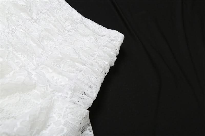 Chic White Lace Asymmetrical Mini Skirt | Ruched Ruffle Hem for Autumn Style