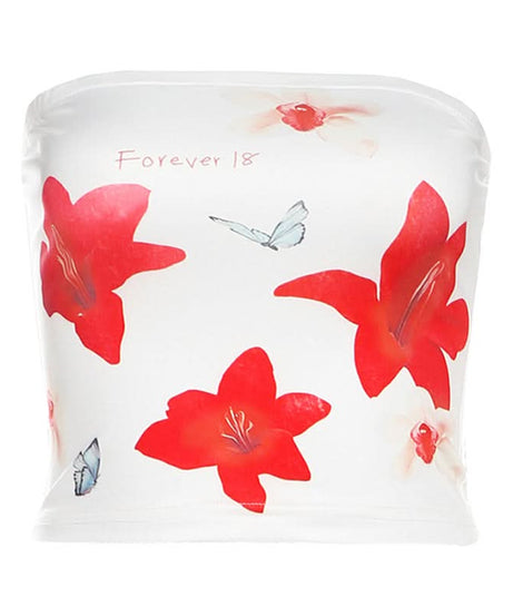 Forever 18 Floral Tube Top | Y2K Crop Top | Versatile Fall Layering & Vacation Style