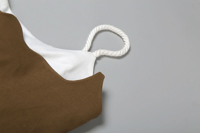 Espresso & Cream Ruched Drawstring Cami Mini Dress | Fall Party & Date Night Essential