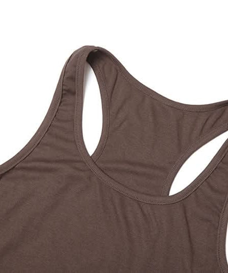 Effortless Fall Chic: Women's Espresso Racerback Bodysuit - Sculpting Scoop Neck Tank