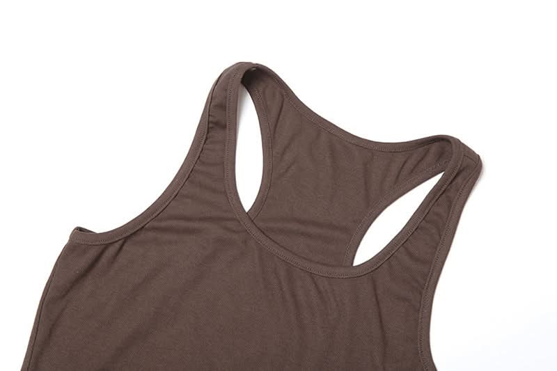 Effortless Fall Chic: Women's Espresso Racerback Bodysuit - Sculpting Scoop Neck Tank