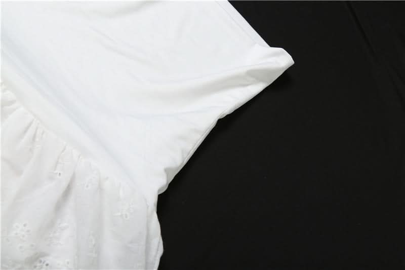 Y2K Chic White Ruched Mini Skirt with Eyelet Lace & Studded Belt – Your Trendy Fall & Vacay Essential