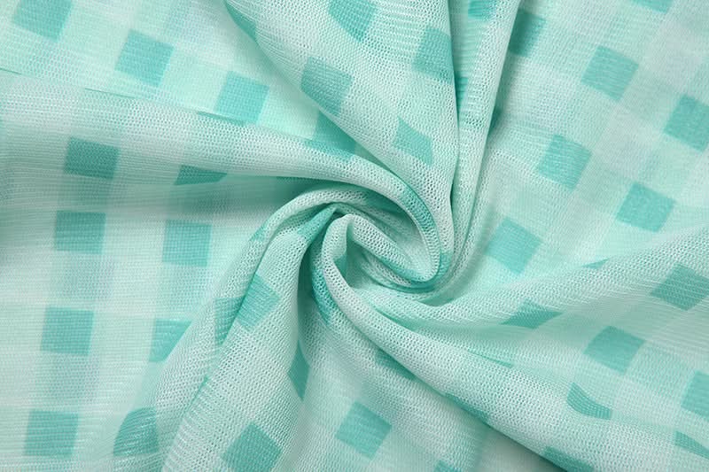 Chic Mint Gingham Off-Shoulder Top with 3D Rose & Cascading Ruffle – Your Fall Vacation & Resort Essential