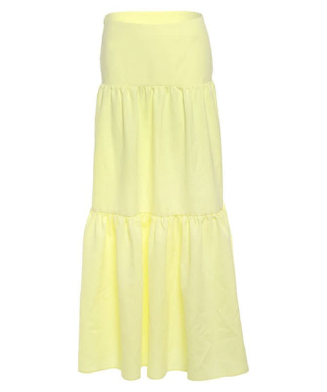 Women's Chic Lemon Chiffon Tiered Maxi Skirt - Effortless Fall Style & Comfort