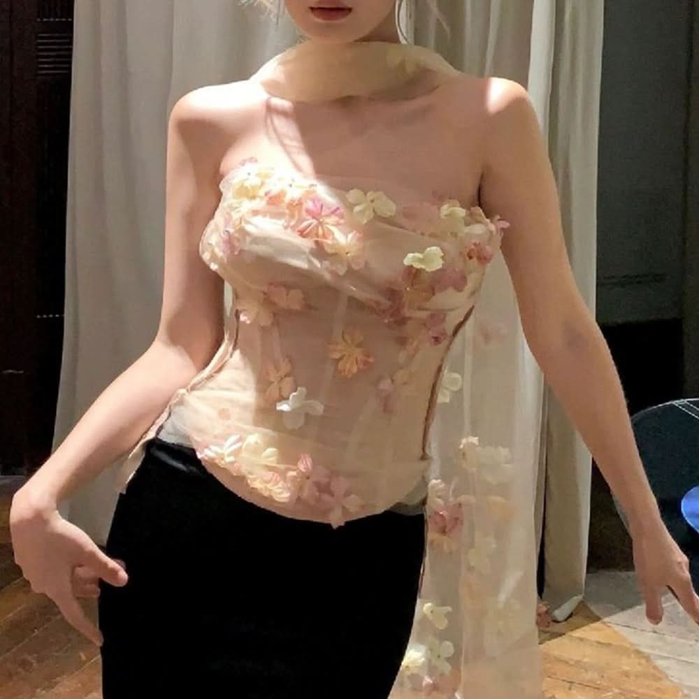 Ethereal Bloom Corset Tube Top - Chic Fall & Holiday Party Statement